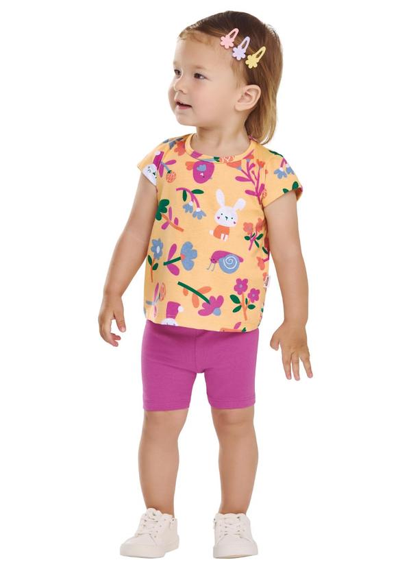 Conjunto Menina Blusa e Bermuda Ciclista Amarelo