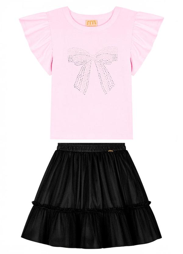 Conjunto Menina Blusa e Saia em Tule Rosa