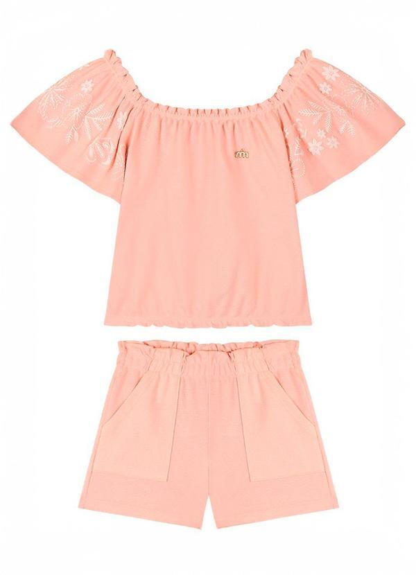 Vista 2 Conjunto Menina Blusa e Short em Piquet Laranja Milli E Nina Milli E Nina