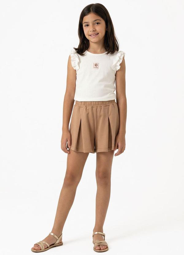 Conjunto Menina Blusa e Shorts Bege