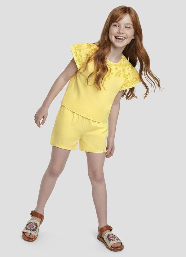 Conjunto Menina Blusa e Shorts Cambuci Amarelo