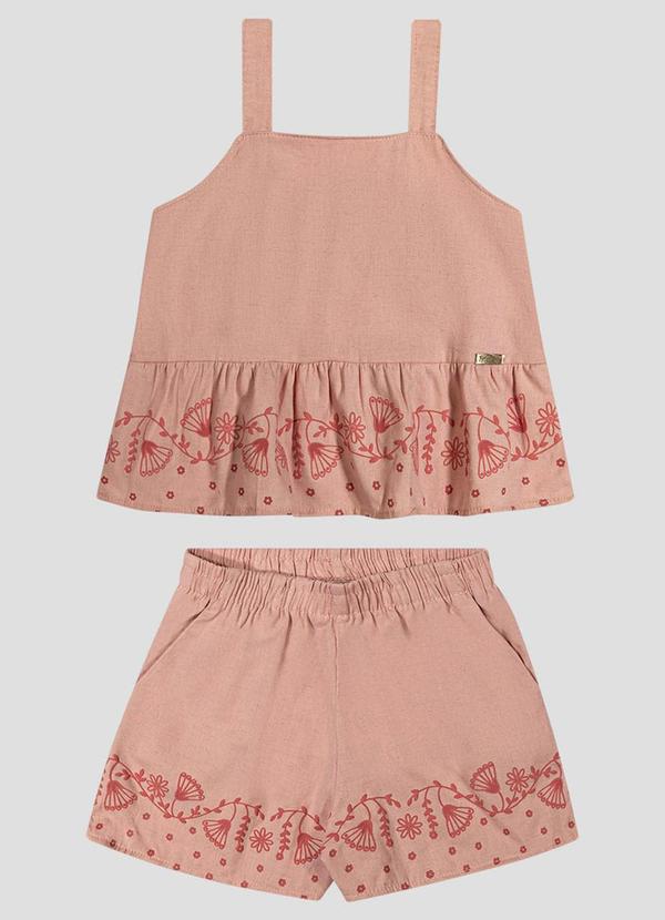 Conjunto Menina Blusa e Shorts Cambuci Laranja
