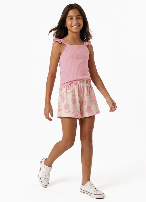 Conjunto Menina Blusa e Shorts Rosa