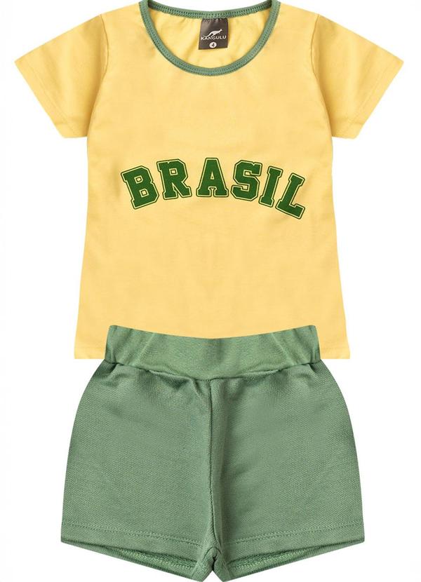 Conjunto Menina Brasil Copa do Mundo Iaia Amarelo