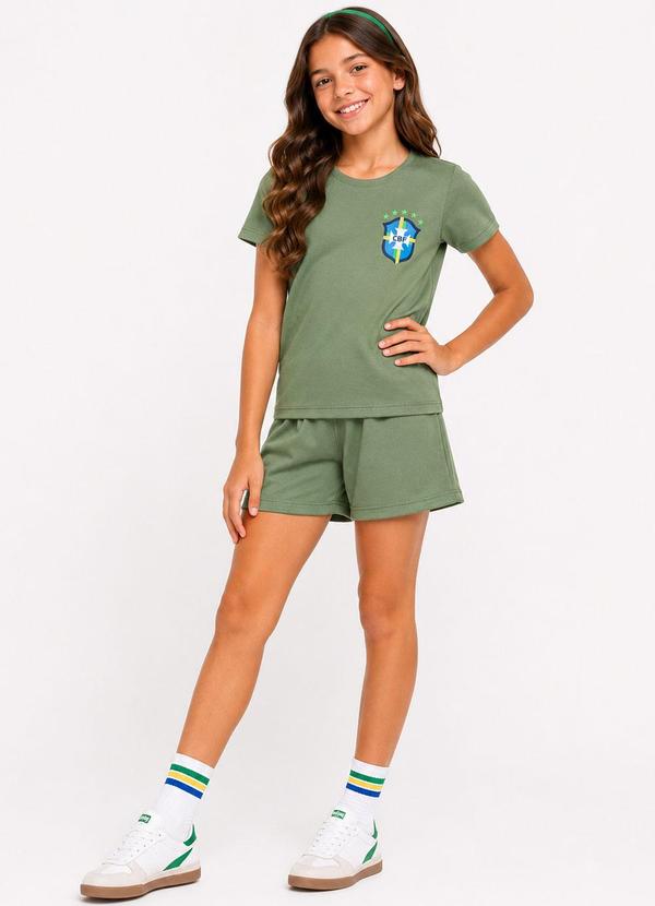 Conjunto Menina Brasil Copa do Mundo Iaia Verde