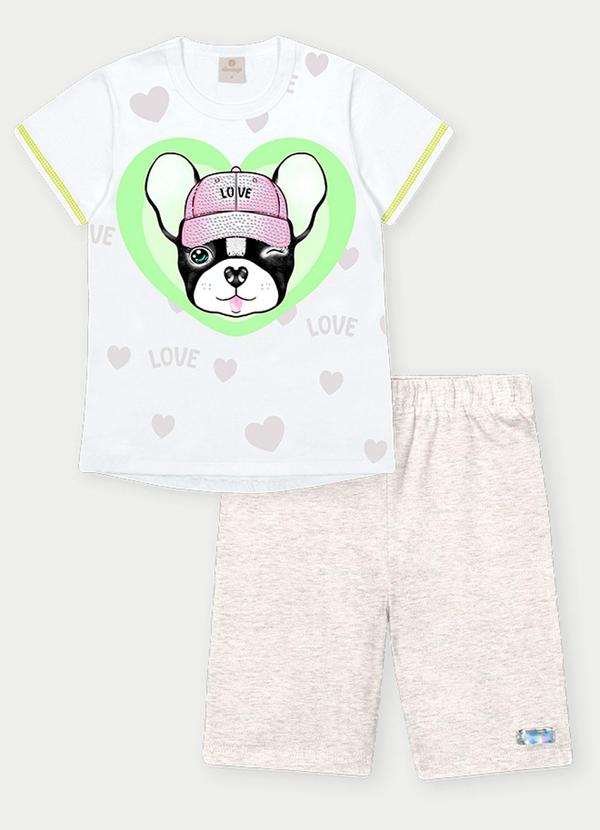 Vista 2 Conjunto Menina Bulldog Branco Abrange Abrange