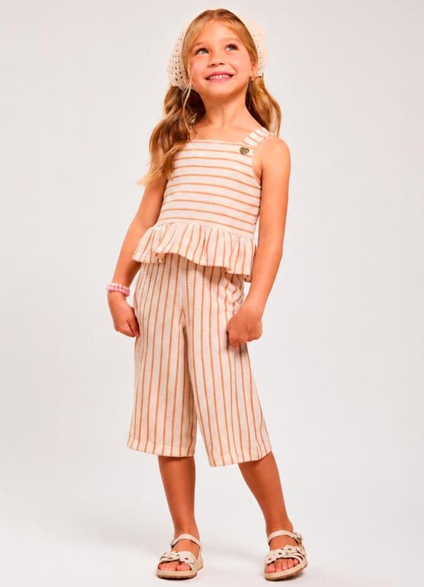 Conjunto Menina Calça Pantacourt Tricot Listrado M