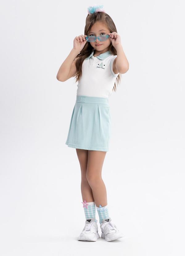 Vista 2 Conjunto Menina com Regata e Shorts Saia Azul Alakazoo Alakazoo