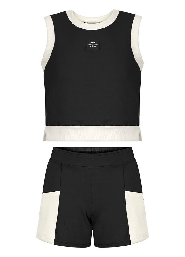 Conjunto Menina com Shorts e Blusa Piquet Preto