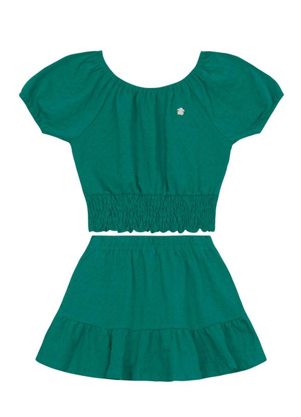 Vista 2 Conjunto Menina em Cotton Especial Verde Brandili Brandili
