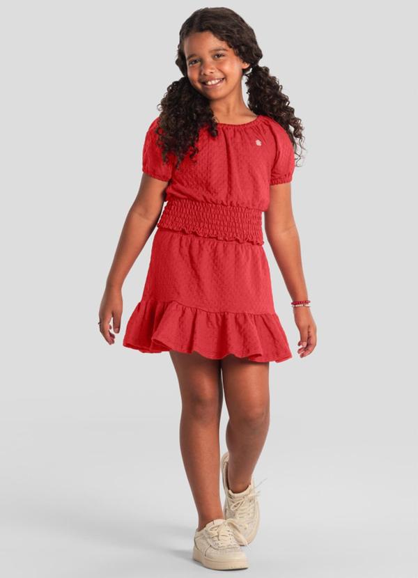 Vista 2 Conjunto Menina em Cotton Especial Vermelho Brandili Brandili