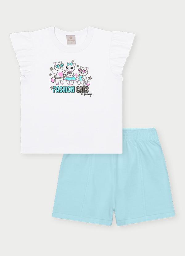 Conjunto Menina Fashion Cats Branco