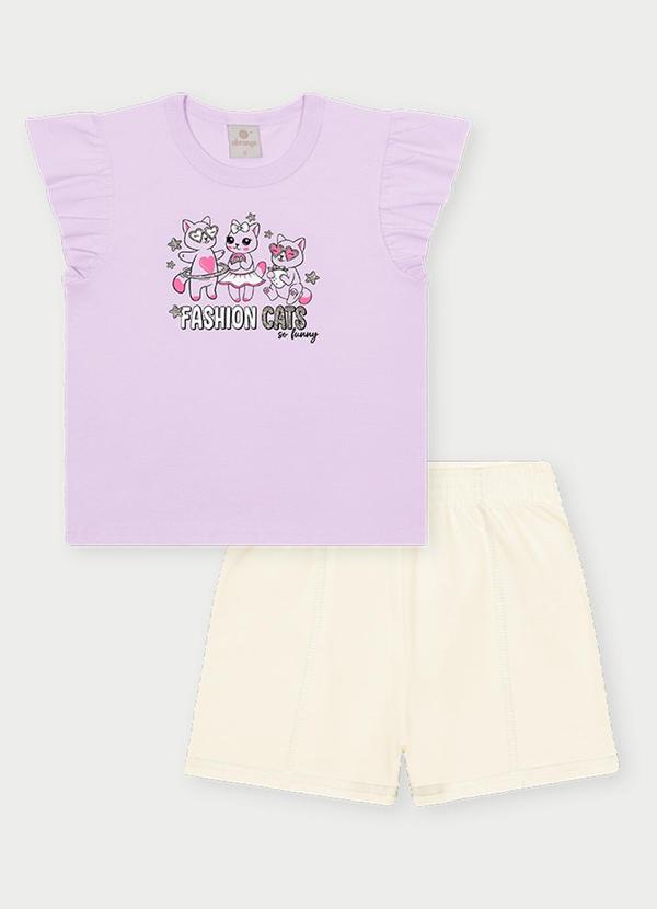 Conjunto Menina Fashion Cats Roxo