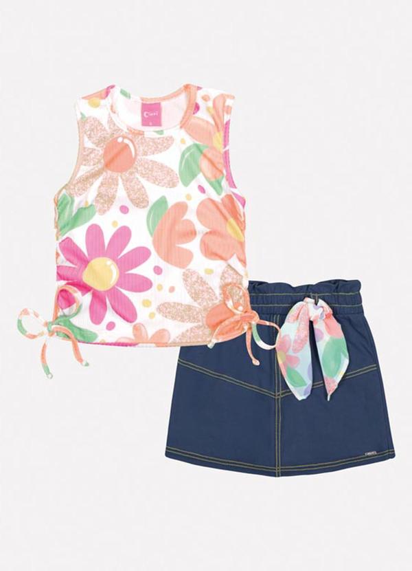 Vista 2 Conjunto Menina Floral Laranja Cinti Cinti