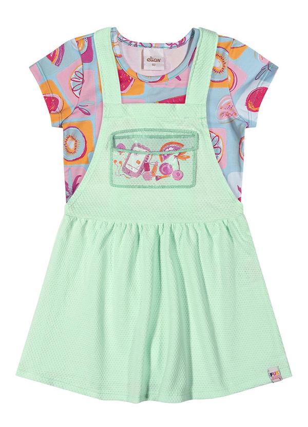 Vista 2 Conjunto Menina Jardineira e Blusa Frutas Verde Elian Elian