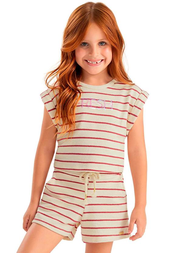 Conjunto Menina Moletinho Listrado Amarelo