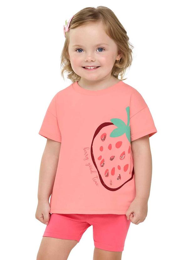 Conjunto Menina Morango Lantejoulas Laranja