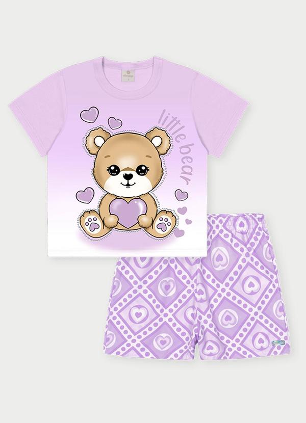 Conjunto Menina Pequena Ursa Roxo