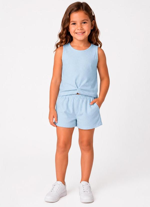 Conjunto Menina Regata e Short Infantil Azul