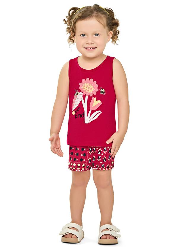 Conjunto Menina Regata Estampada Vermelho