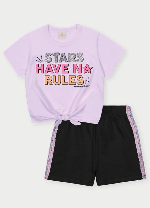 Conjunto Menina Stars Roxo