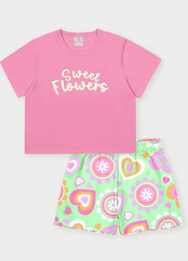 Conjunto Menina Sweet Flowers Rosa