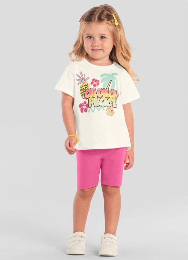 Vista 2 Conjunto Menina Tropical com Glitter Natural Brandili Brandili