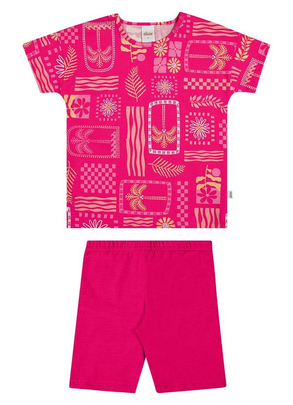 Conjunto Menina Tropical Geométrico Rosa