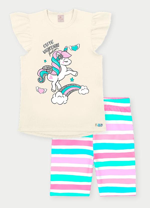 Conjunto Menina Unicórnio Bege