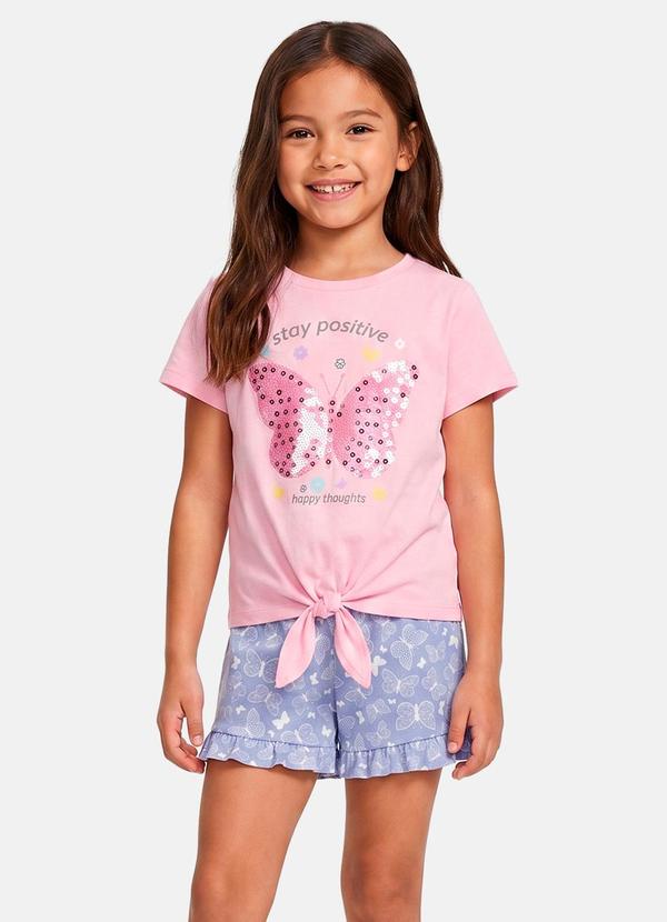 Conjunto Menina Verão Stay Positive Pink