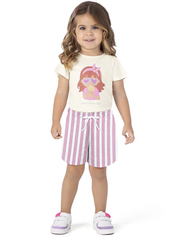 Conjunto Off White Have a Sweet Day Listrado