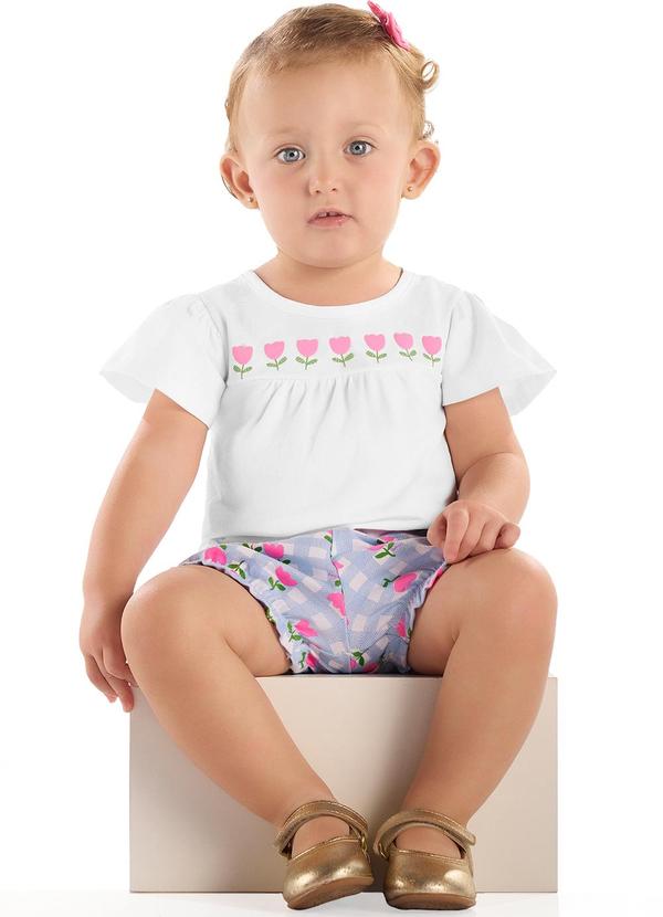 Conjunto para Bebê com Blusa e Short Branco
