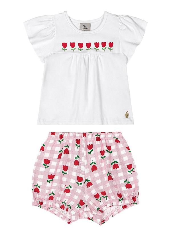Conjunto para Bebê com Blusa e Short Branco