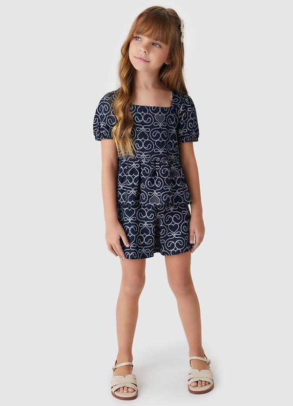 Conjunto Peplum Corações Menina Azul Marinho