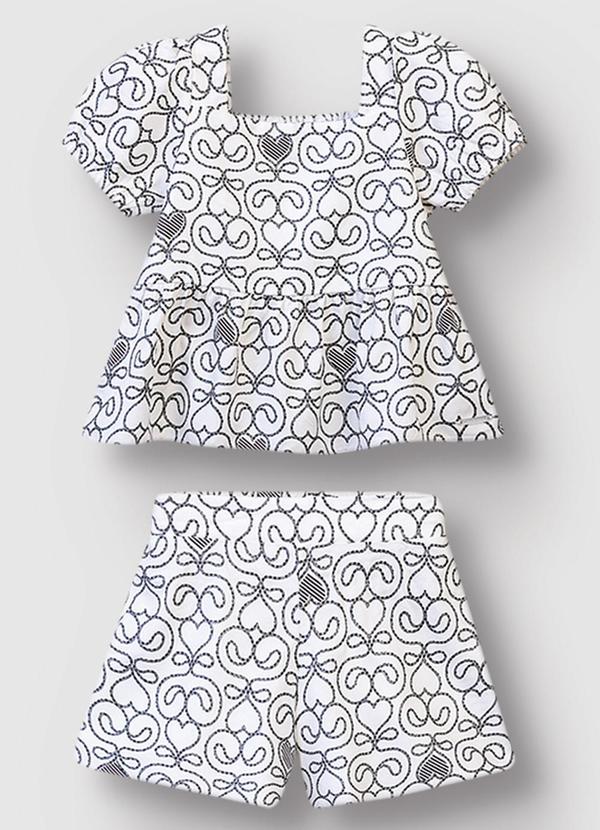 Conjunto Peplum Corações Menina Branco