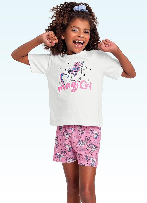 Conjunto Pijama Blusa e Shorts Branco