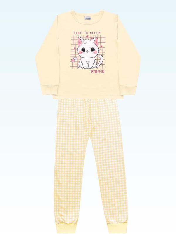 Conjunto Pijama Blusa M/Longa/Calça Amarelo