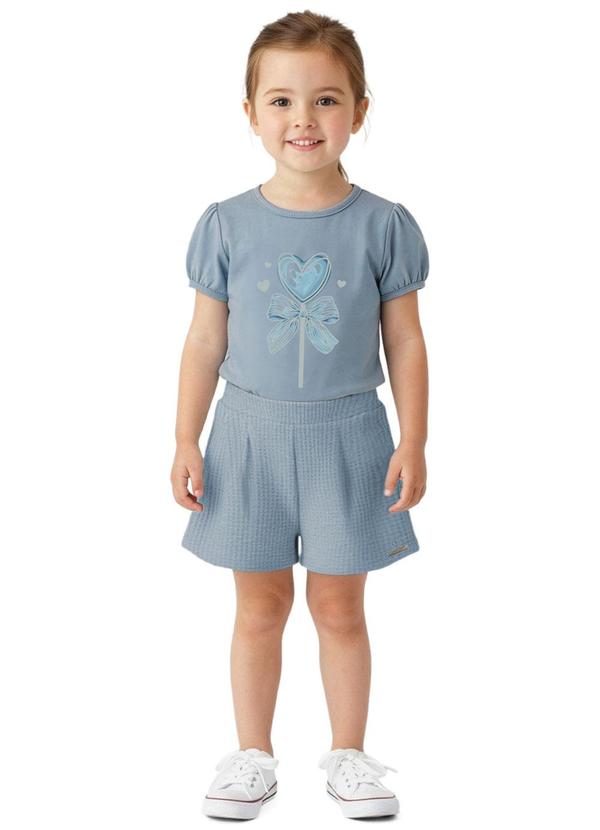 Conjunto Pirulito com Malha Texturizada Azul