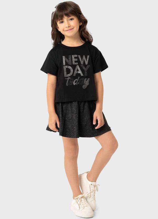 Conjunto Preta New Day Today com Glitter Menina