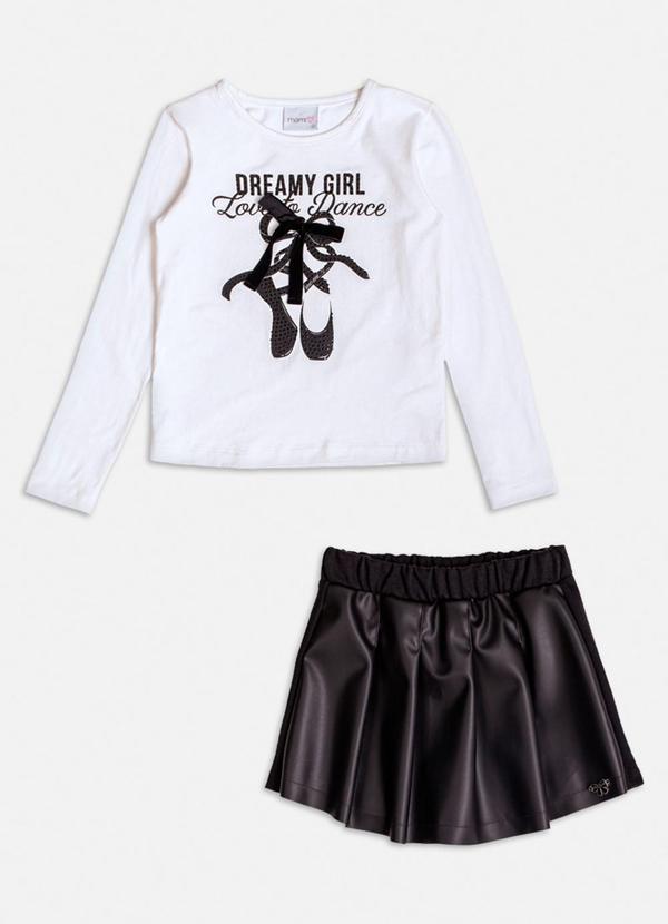 Conjunto Preto com Laço de Moletom Branco