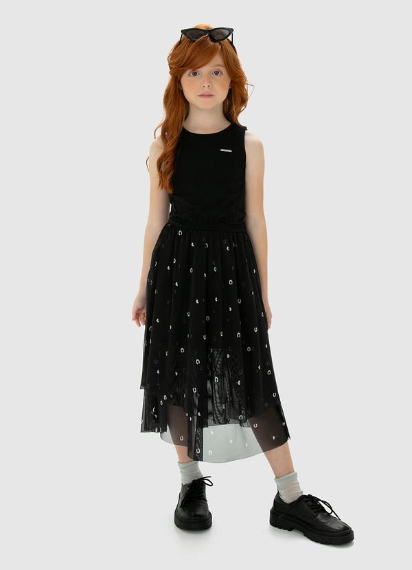 Conjunto Preto Corações em Tule Menina