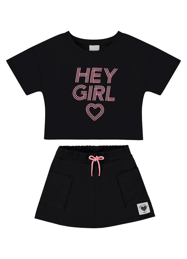 Vista 2 Conjunto Preto Hey Girl Menina Malwee Kids Malwee Kids