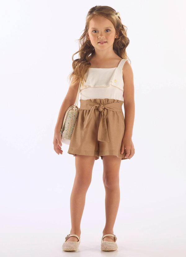 Conjunto Regata Algodão Short Linho Branco