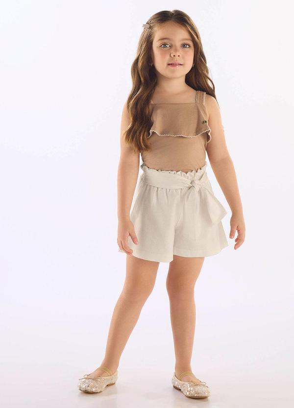 Conjunto Regata Algodão Short Linho Marrom
