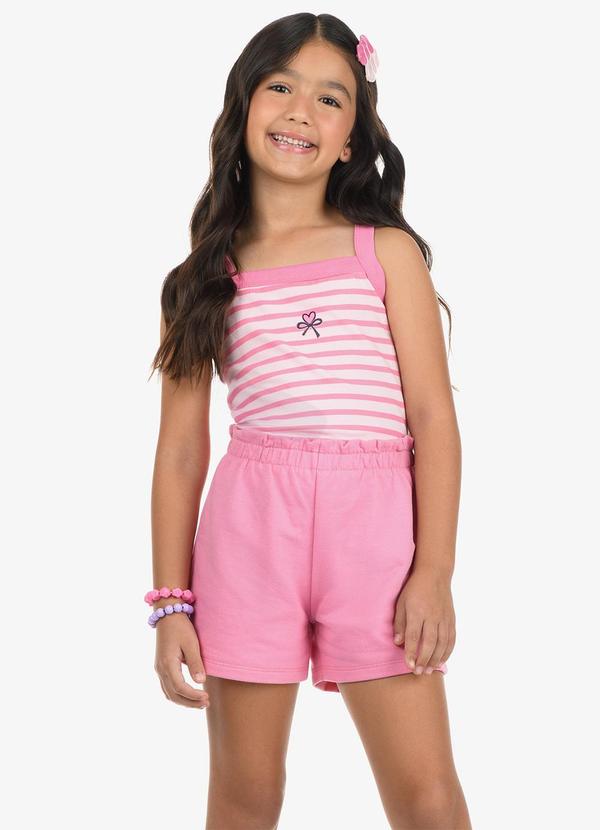 Conjunto Regata com Shorts Cotton Rosa