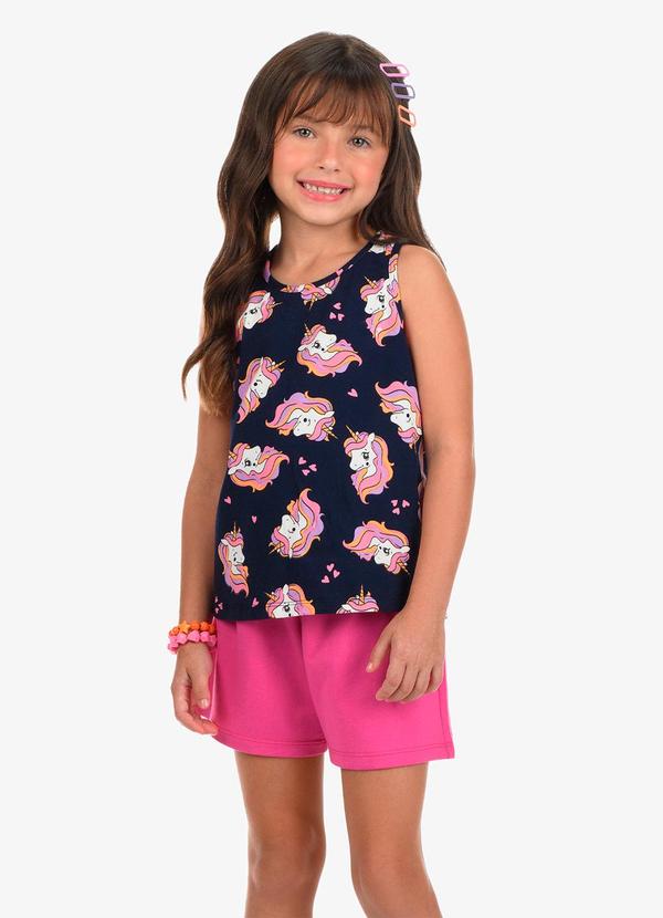 Vista 2 Conjunto Regata com Shorts Feminino Azul Rovi Kids Rovi Kids