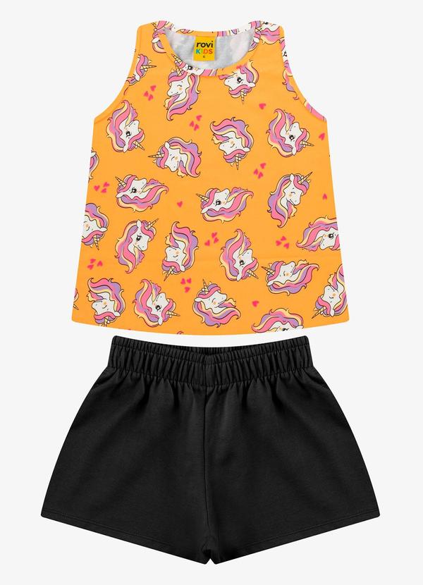 Vista 2 Conjunto Regata com Shorts Feminino Laranja Rovi Kids Rovi Kids