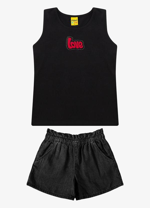Conjunto Regata com Shorts Feminino Preto