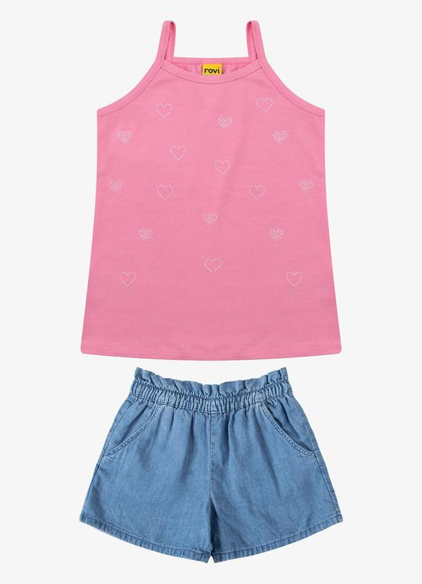 Conjunto Regata com Shorts Feminino Rosa