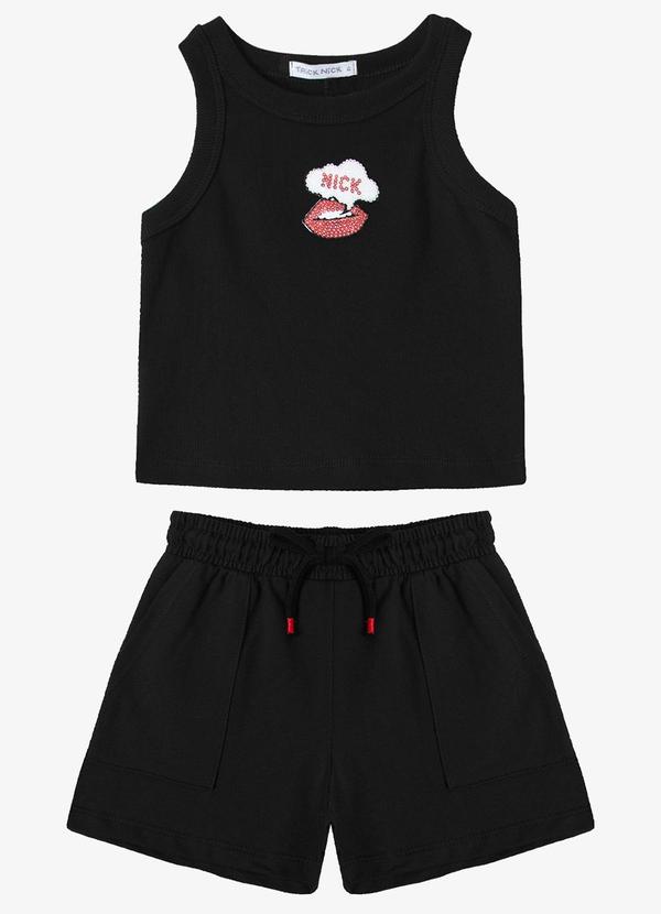 Vista 2 Conjunto Regata com Shorts Infantil Preto Trick Nick Trick Nick